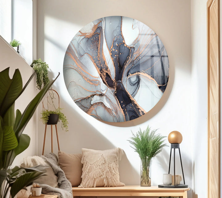 Gold and gray Abstract Art & Glass Wall Decor