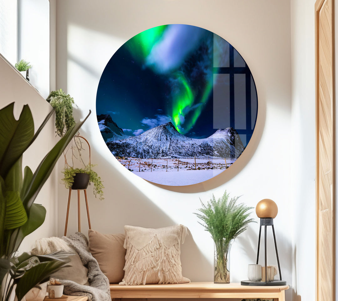 Northen Green Lights Glass Wall Art photo print on glass, prints on glass wall art