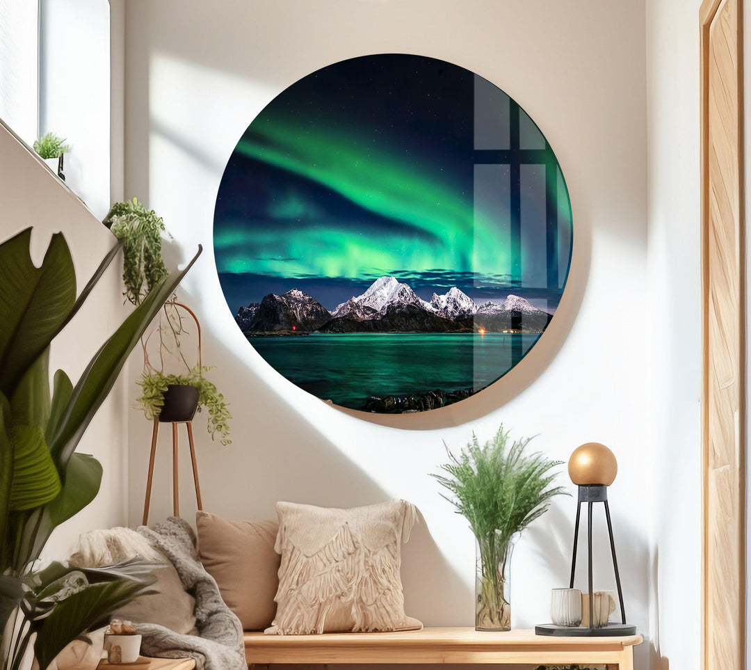 Northen Lights in Iceland Glass Wall Art glass wall decor, glass wall art decor