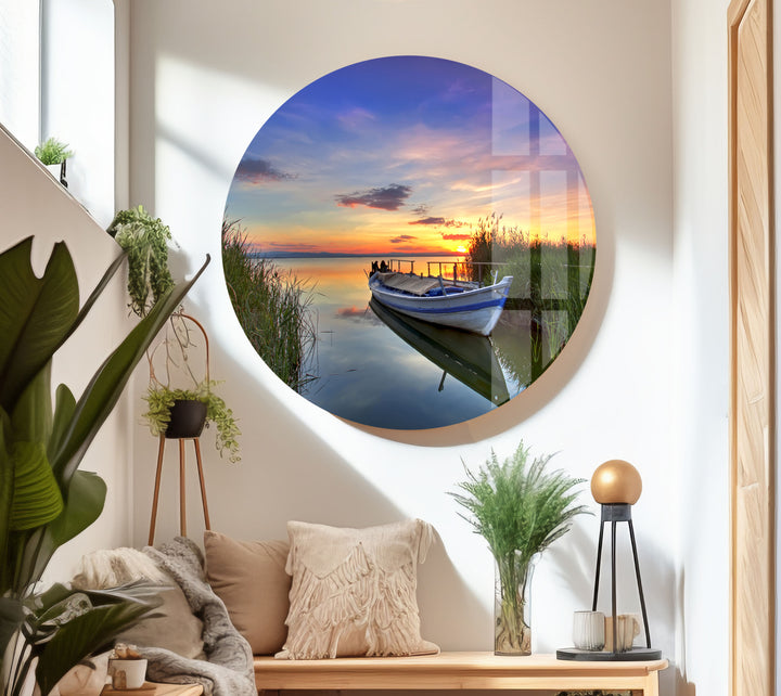 Rowing Boat On Lake Glass Wall Art art glass wall art, glass wall art pictures