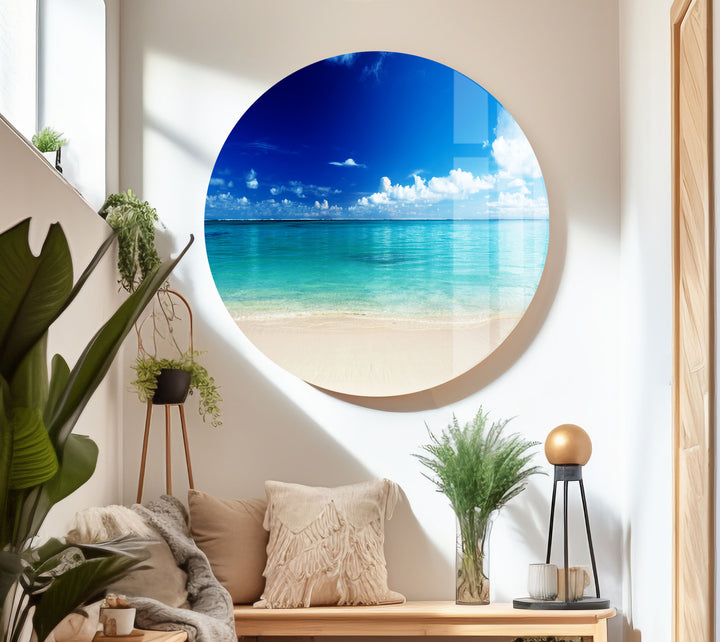 Tropical Maldives Beach Glass Wall Art