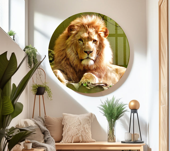 Wild Lion Portrait Glass Wall Art stained glass wall art, stained glass wall decor