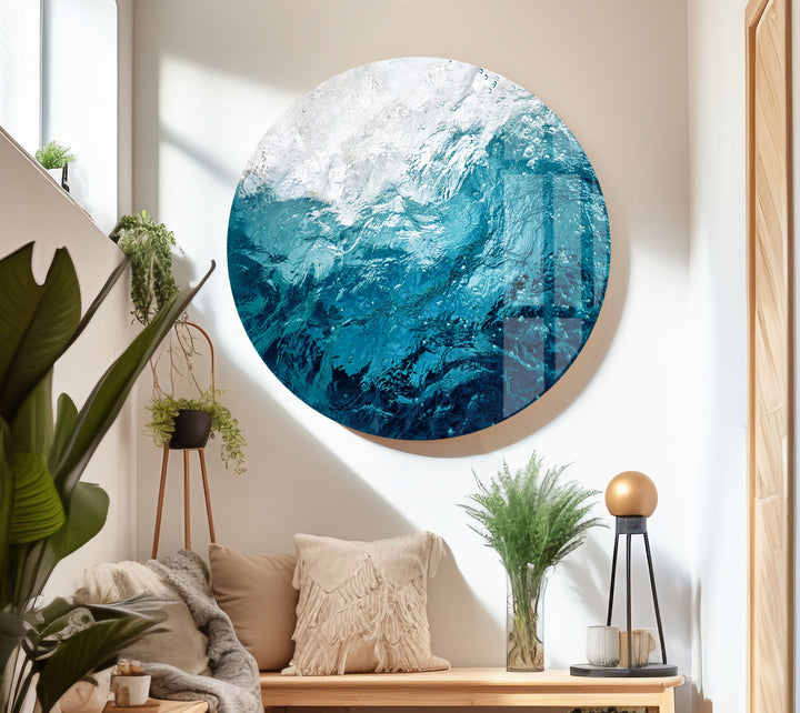 Blue Sea Waves Tempered Glass Wall Art - MyPhotoStation