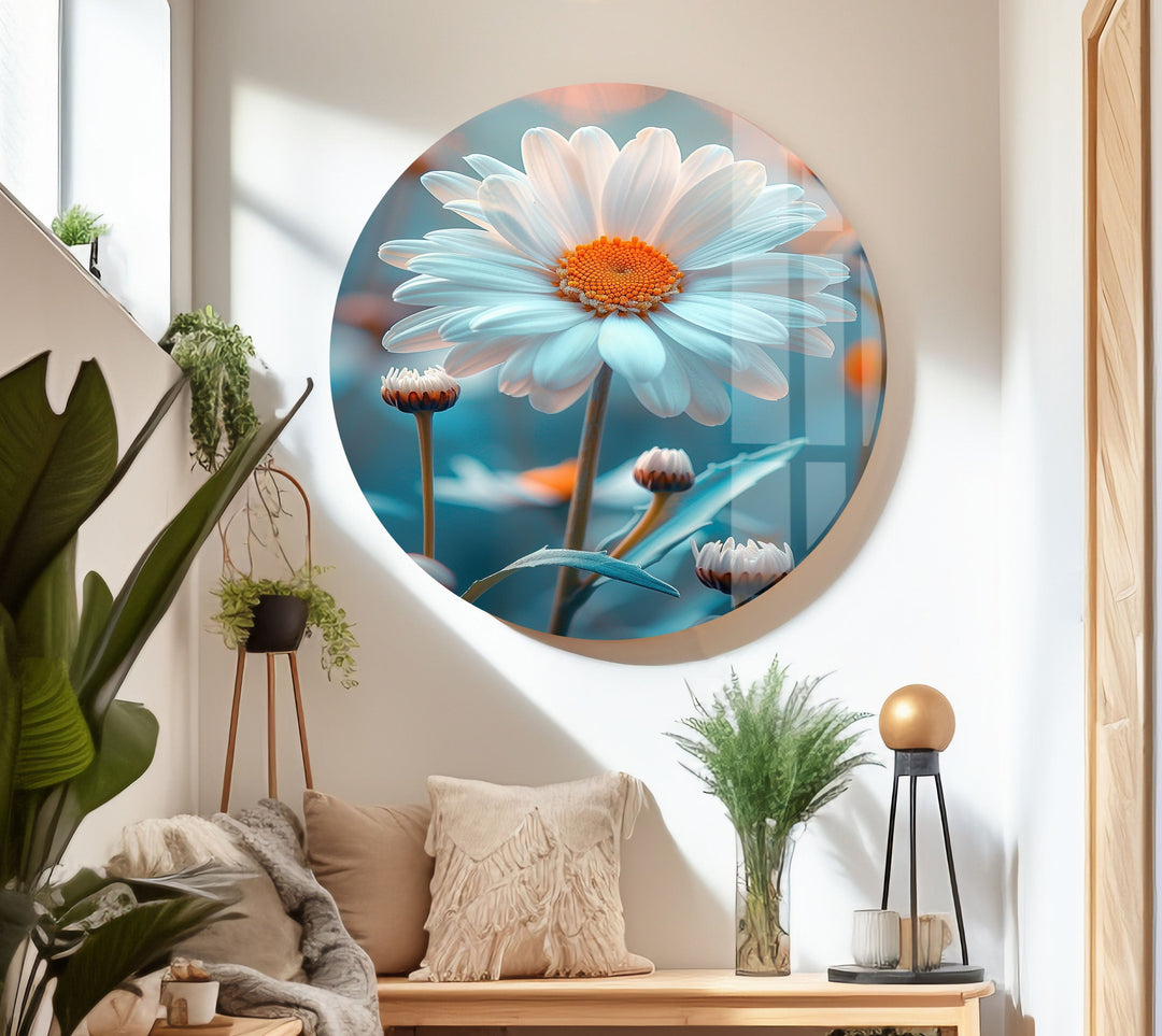 Vibrant Bright Colors Flower Glass Wall Art print on glass, glass printed photos
