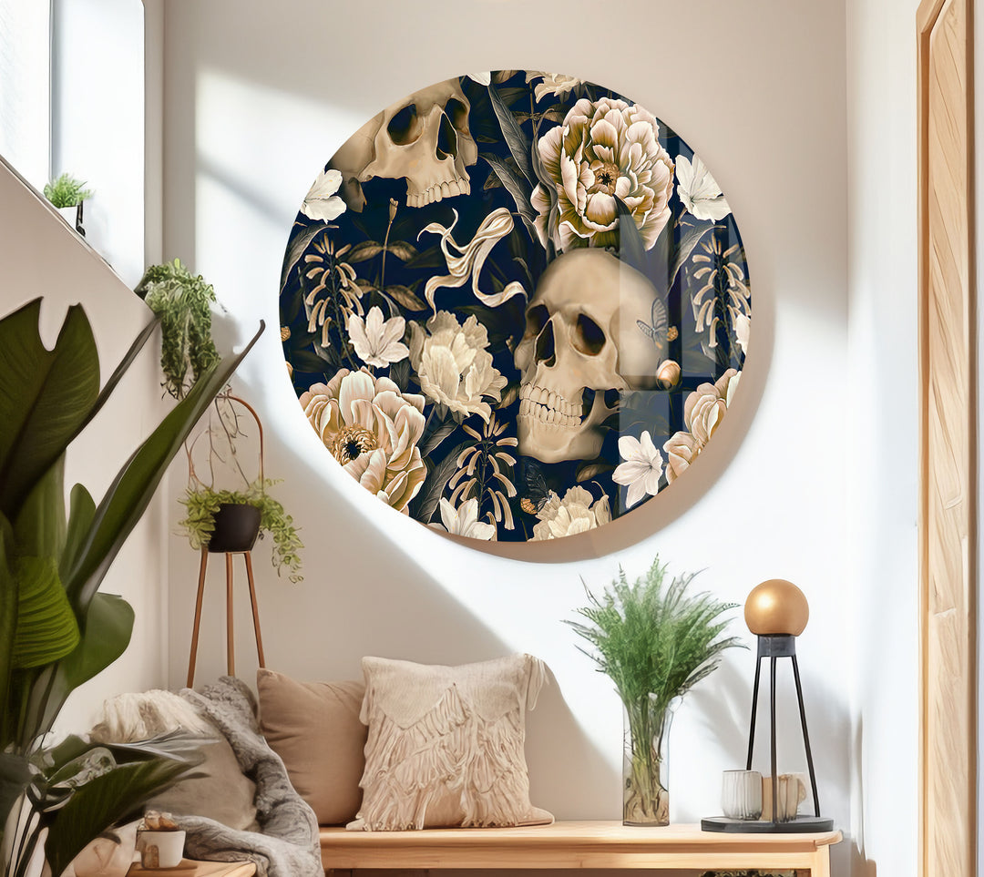 Skull & Flowers Cool Wall Art & Glass Printing