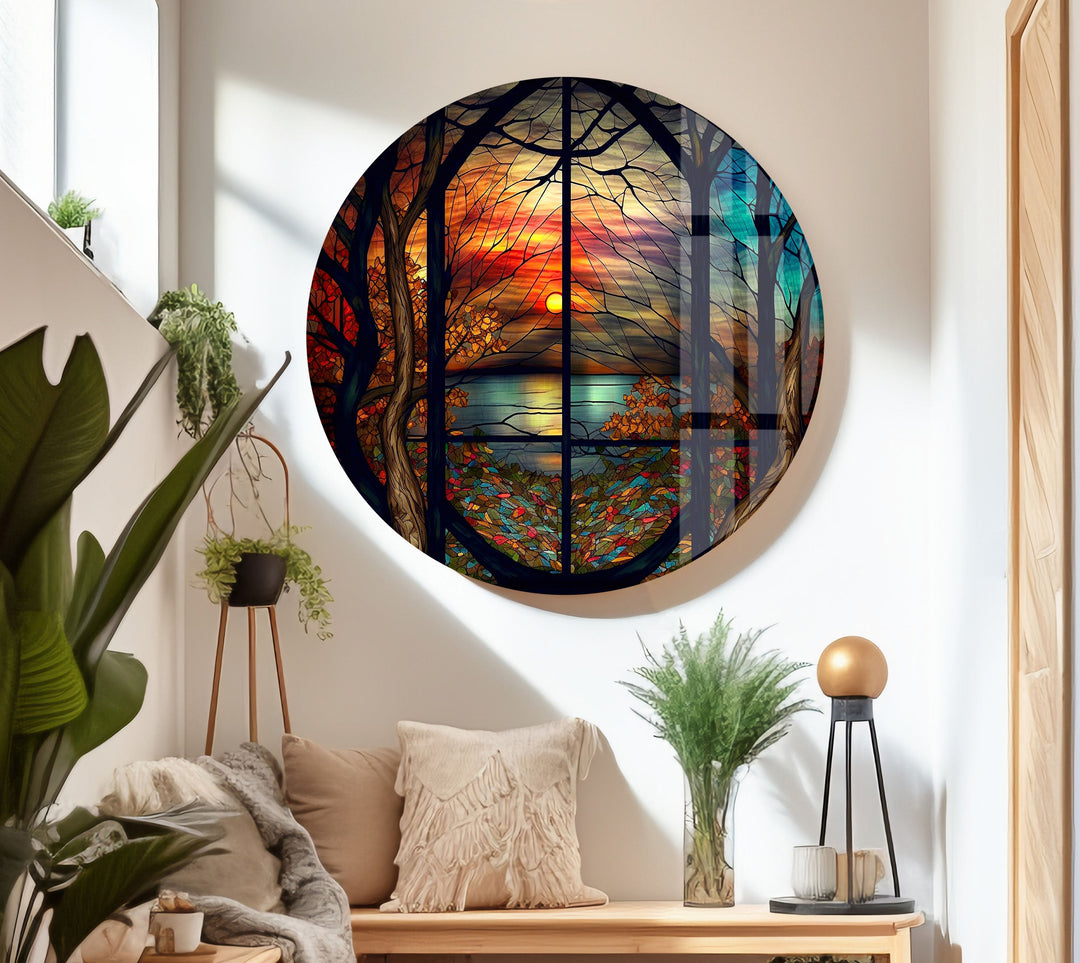 Stained Sunset Glass Wall Art glass image printing, glass prints from photos