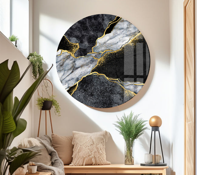 Black Gold Marble Wall Decor Tempered Glass Wall Art - MyPhotoStation