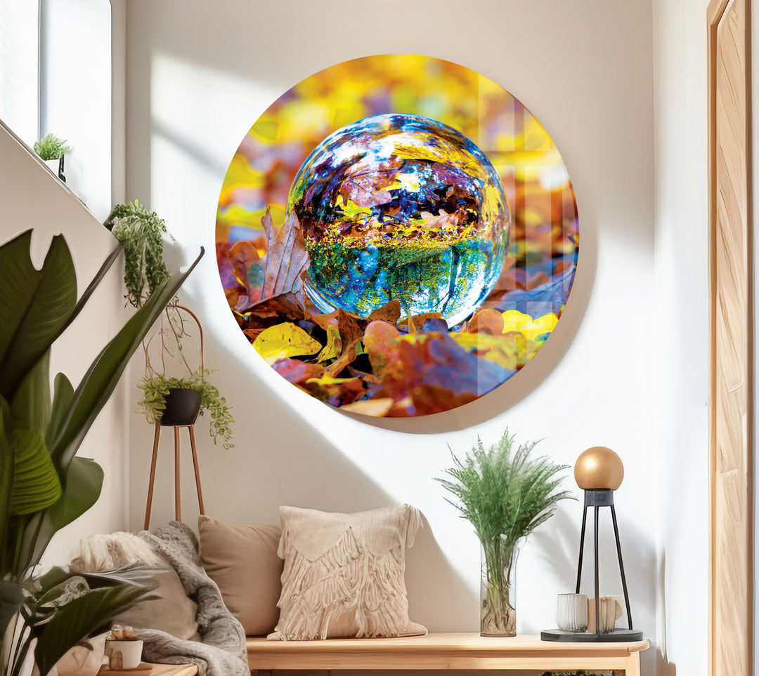 Fall Glass Sphere Autumn Glass Wall Art