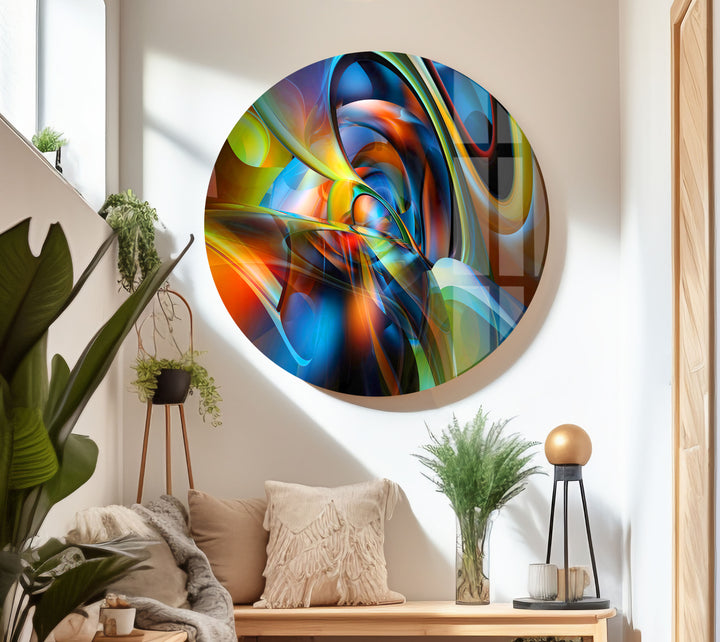 Vibrant & Futuristic Abstract Glass Wall Art Glass Printing Wall Art, Print photos on glass
