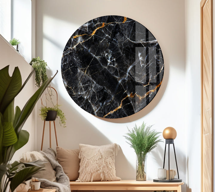 Marble Black Abstract Glass Wall Art photo print on glass, prints on glass wall art