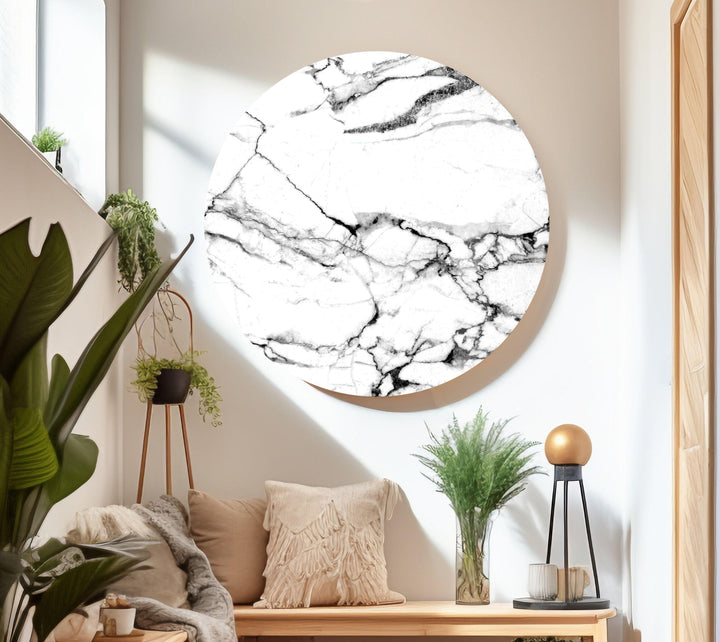 White and Black Marble Glass Wall Art