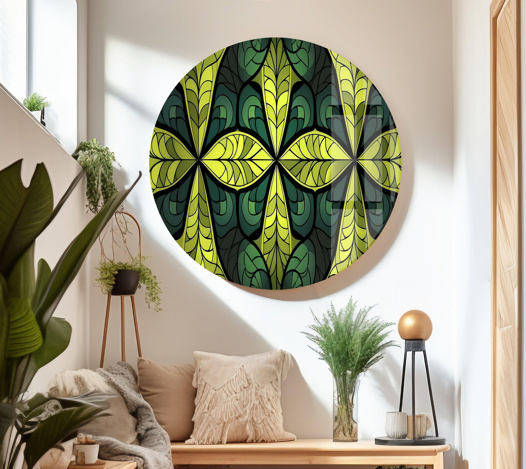 Green & Yellow Stained Glass Wall Art large glass photo prints, glass wall photos