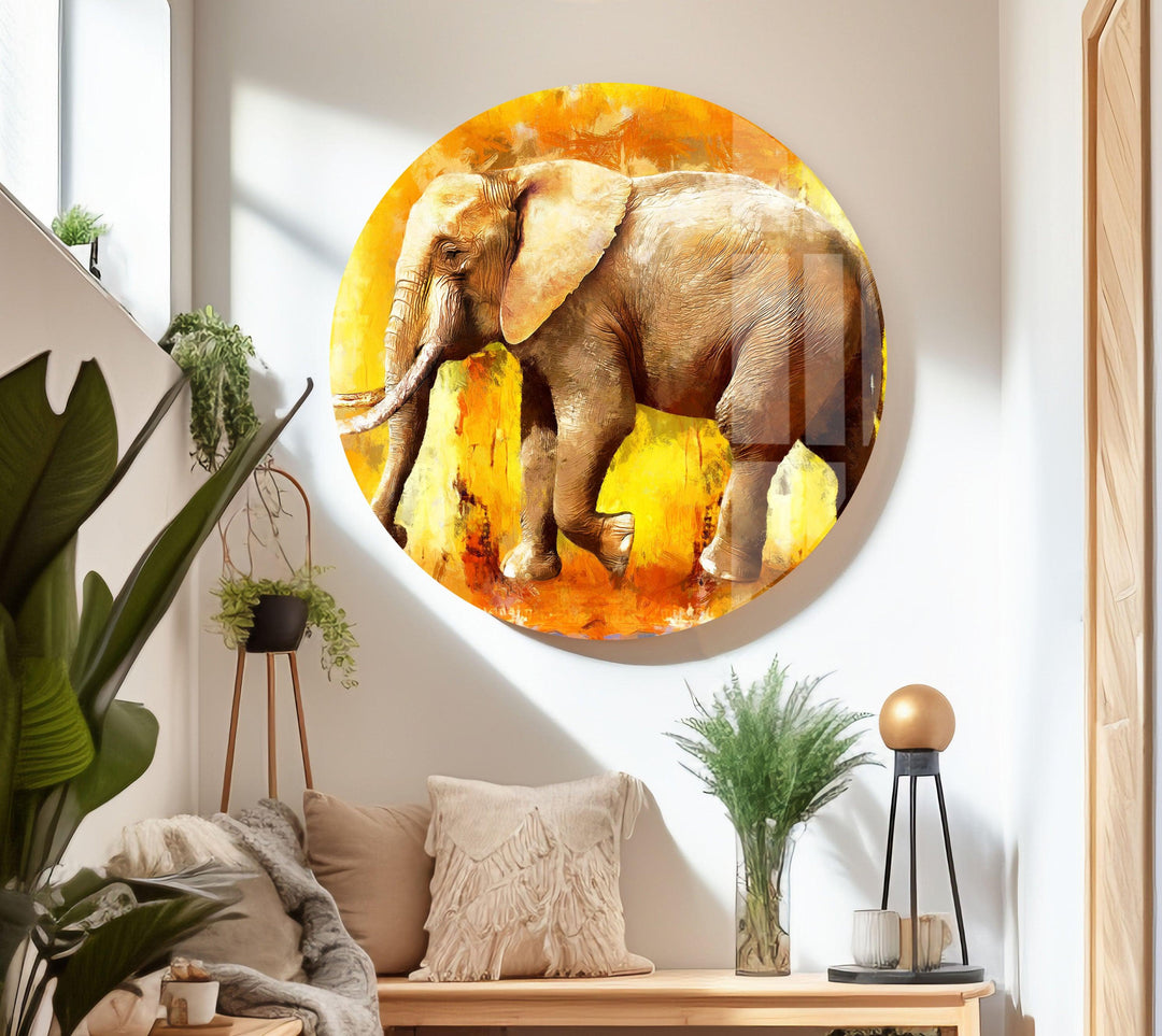 Elephant Painting Glass Wall Art custom glass photo prints, large glass prints