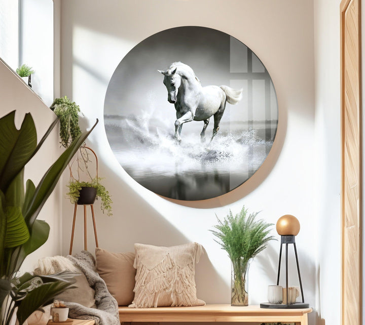 Graceful Horse Glass Wall Art photo print on glass, prints on glass wall art