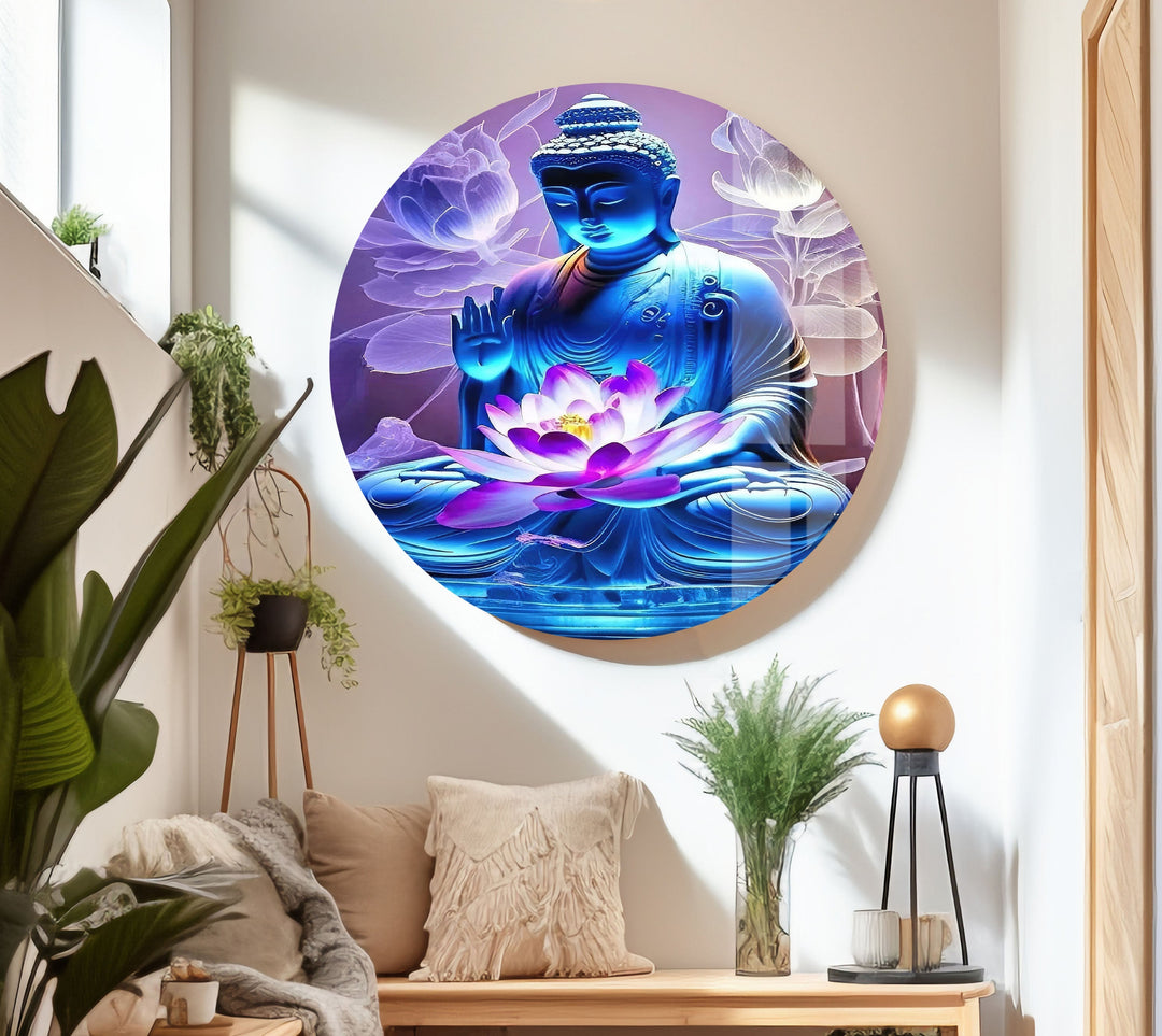 Buddha Lotus Flower Picture on Glass Collections