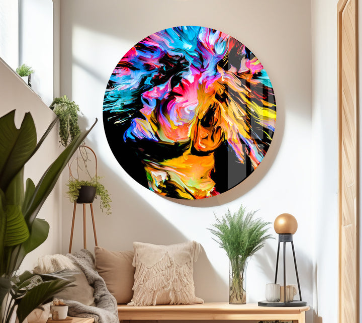 Abstract Colored Painting Glass Wall Art Glass Printing Wall Art, Print photos on glass