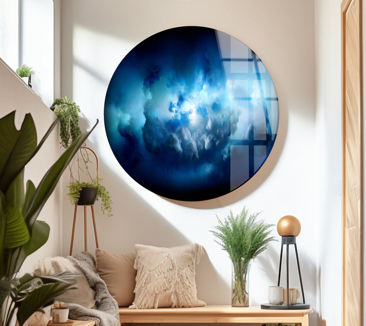 Blue Clouds Design Abstract Glass Wall Art Glass Printing Wall Art, Print photos on glass