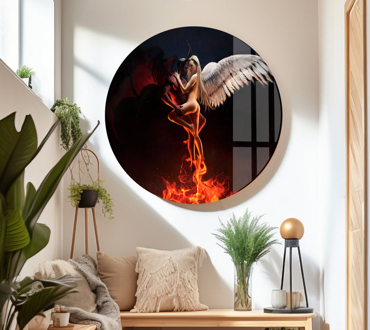 Angel and Devil Glass Wall Art