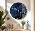 Blue Marble Painting Tempered Glass Wall Art