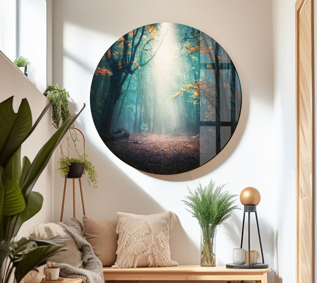 Mystical Forest In Blue Fog Glass Wall Art Glass Printing Wall Art, Print photos on glass