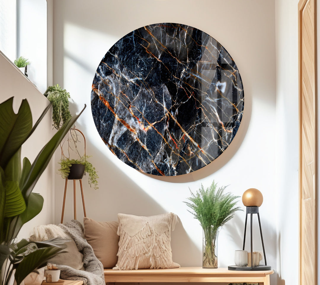 Black Abstract Marble Glass Wall Art Glass Printing Wall Art, Print photos on glass