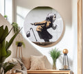 Banksy Sneezing Woman Round Wall Art