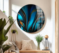 Blue Black Abstract Tempered Glass Wall Art - MyPhotoStation