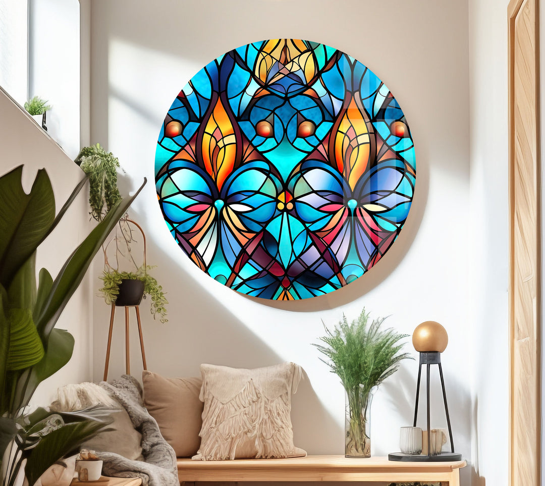 Blue Stained Art Glass Wall Art glass pictures for Wall, glass prints wall art