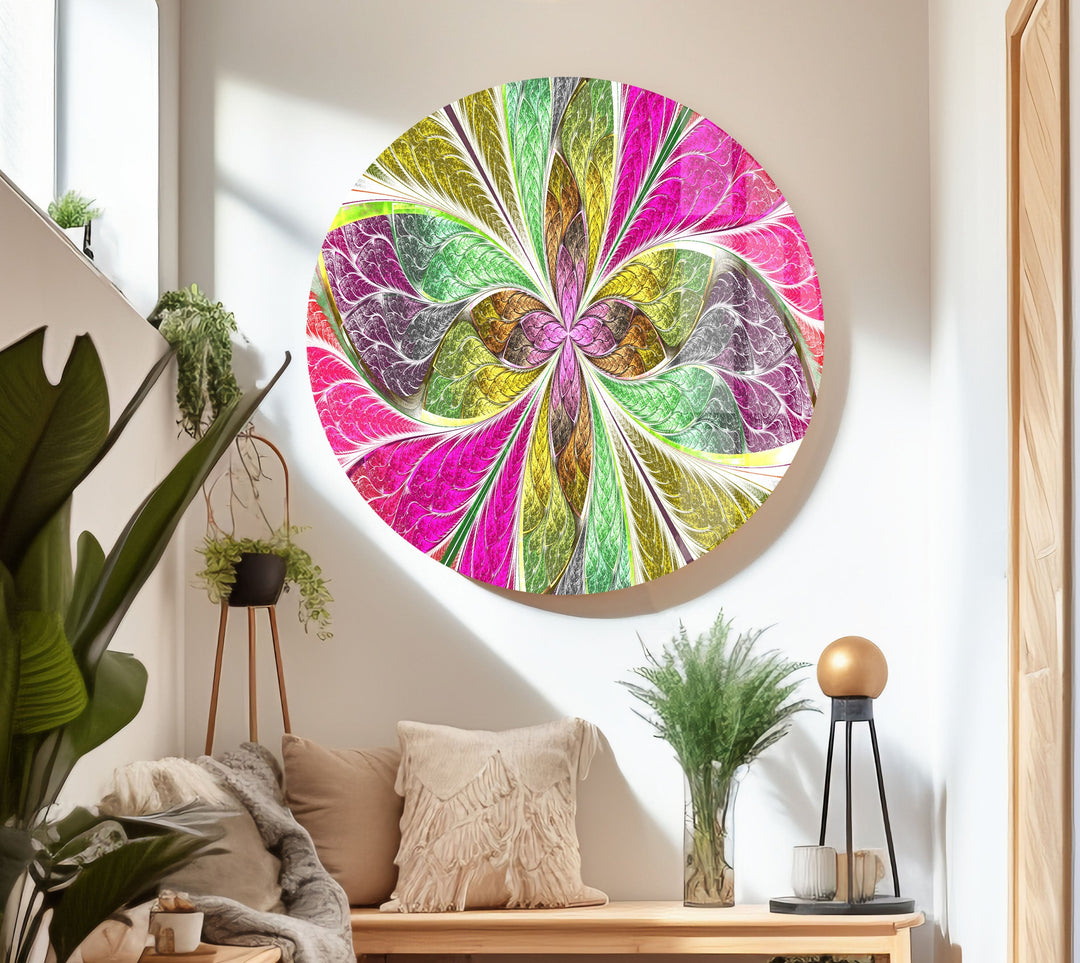 Colorful Fractal Glass Wall Art glass art painting, glass art for the Wall