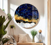 Alcohol Ink Blue Marble Tempered Glass Wall Art