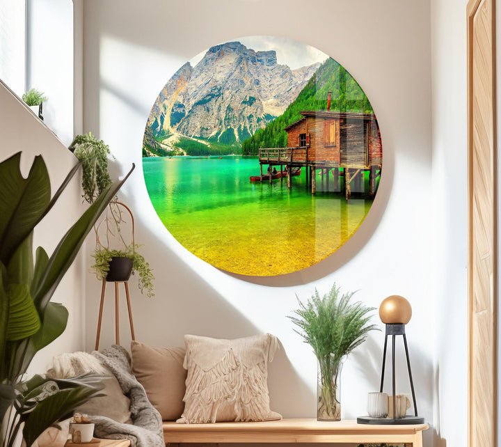 House View With Green Sea Glass Wall Art picture on glass wall art, photos printed on glass