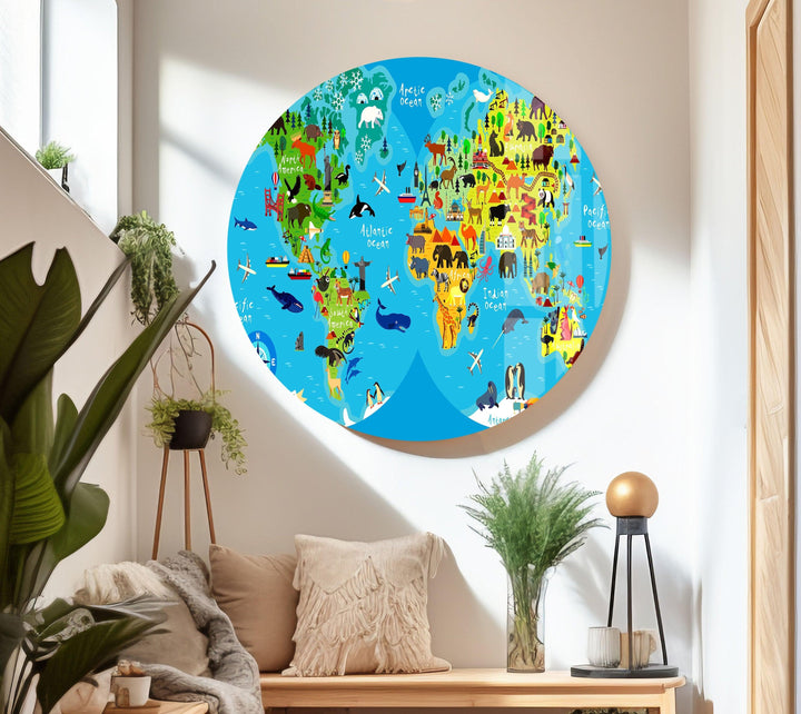 Travel Map Glass Wall Pictures & Cool Art Decor