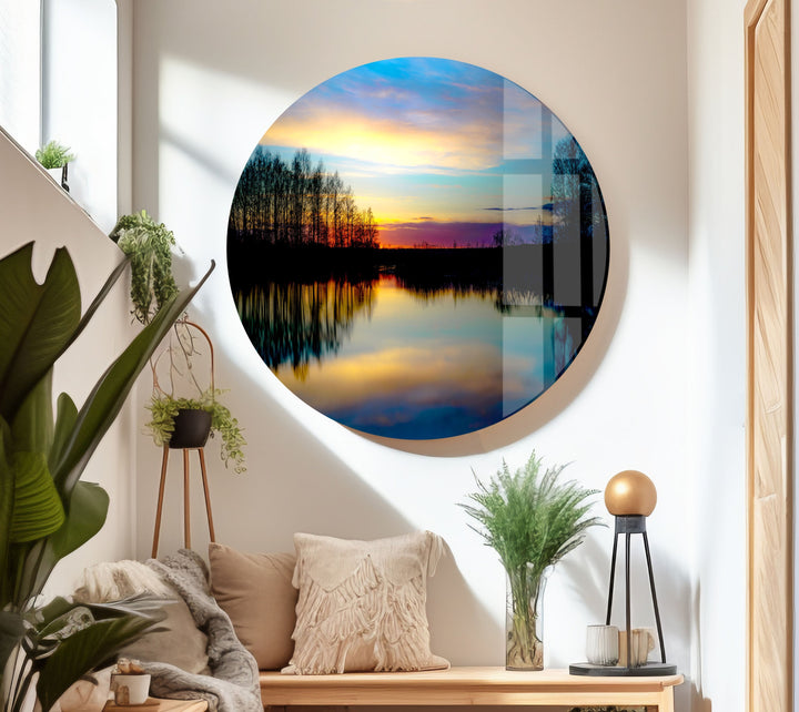 Sunset Near Lake Glass Wall Art art glass wall art, glass wall art pictures