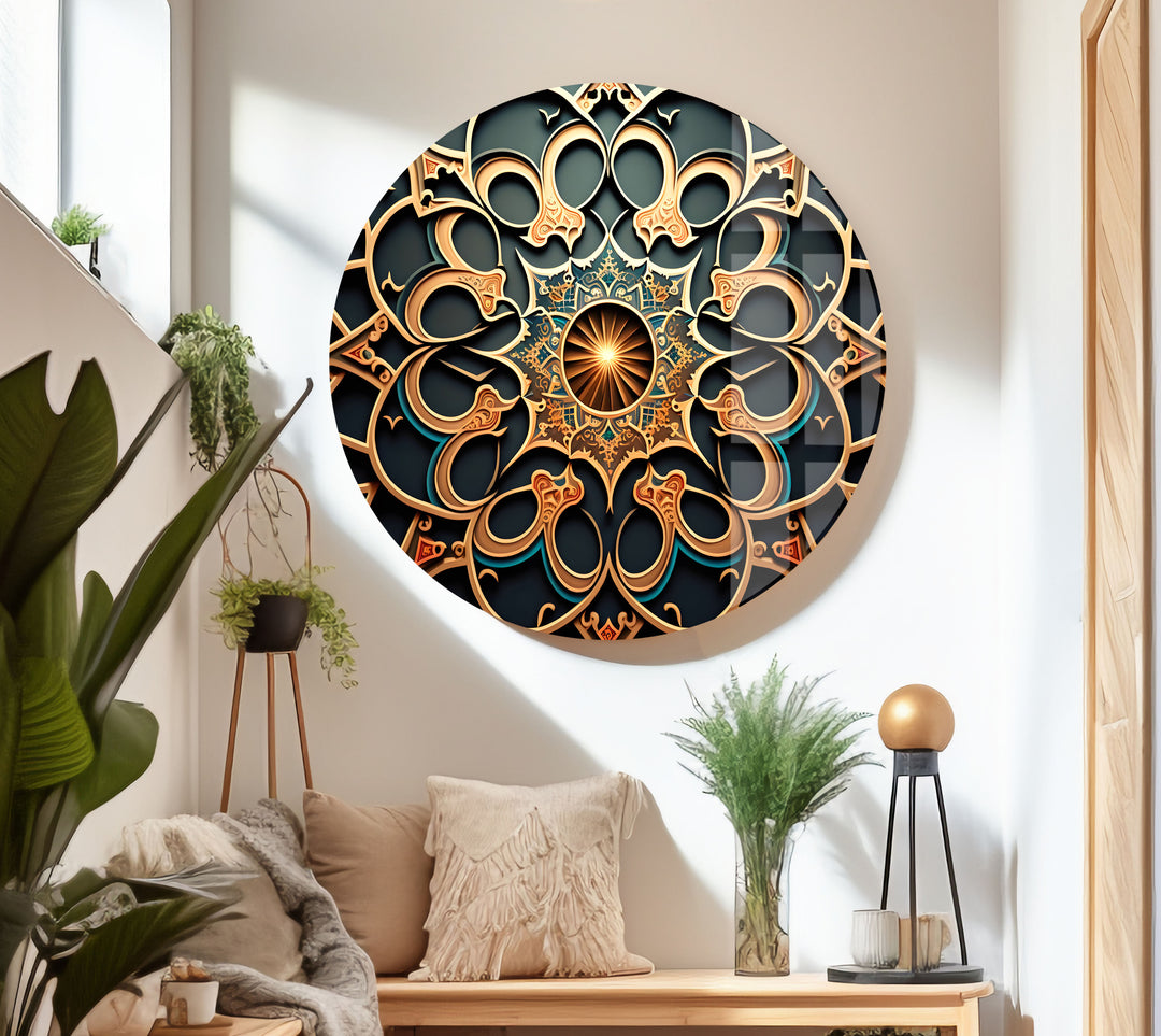 Islamic Mandala Glass Wall Art custom glass pictures, glass art prints