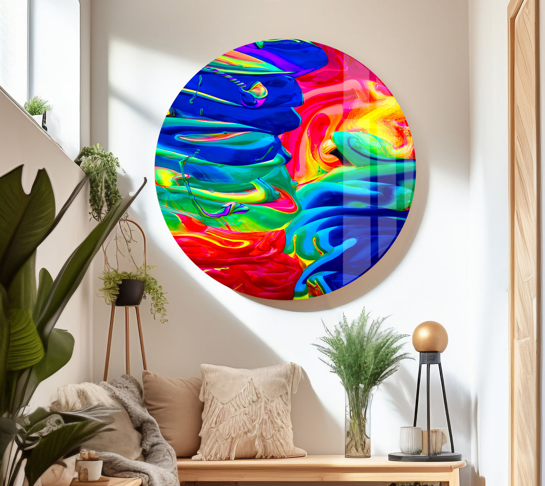 Vibrant Abstract Glass Wall Art Decor