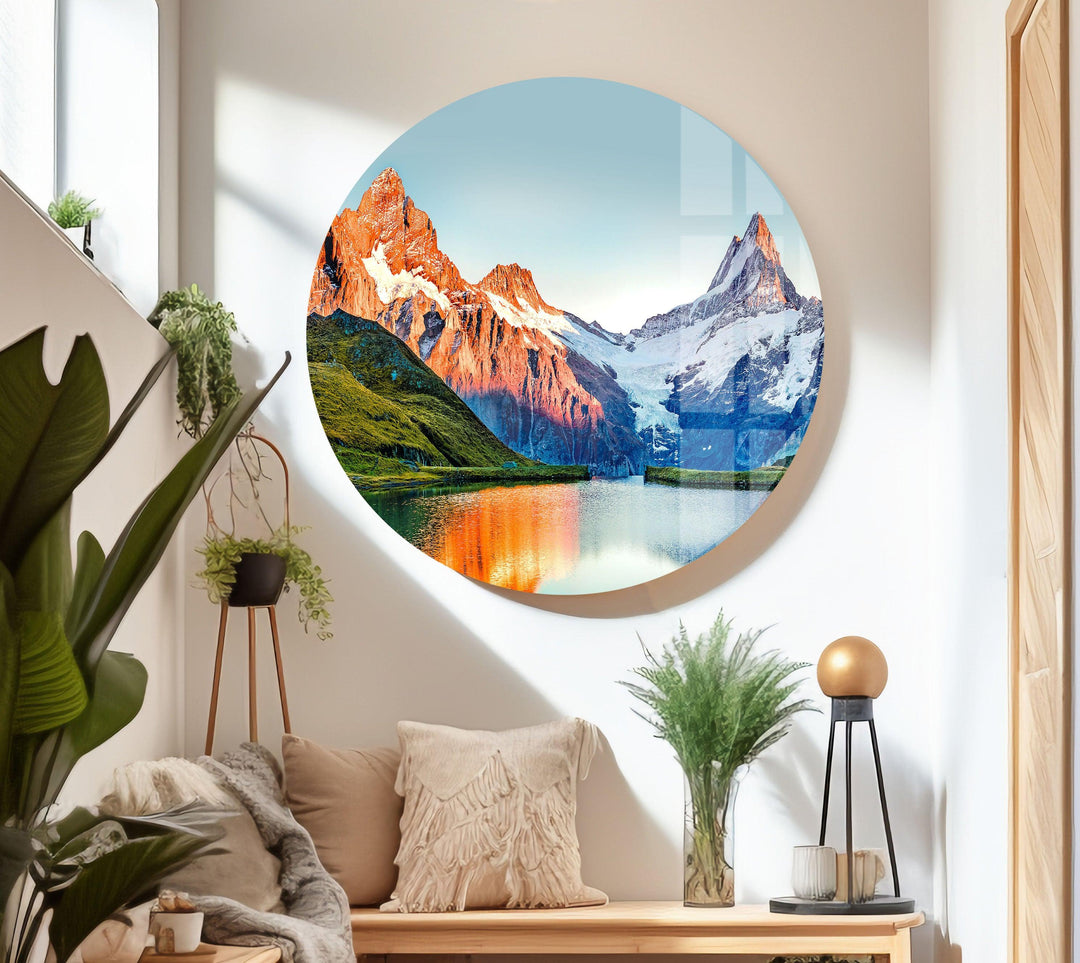 Swiss Alps Mountains Glass Wall Art glass image printing, glass prints from photos