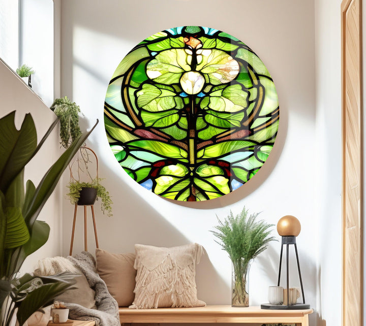 Green Stained Decor Glass Wall Art stained glass wall art, stained glass wall decor