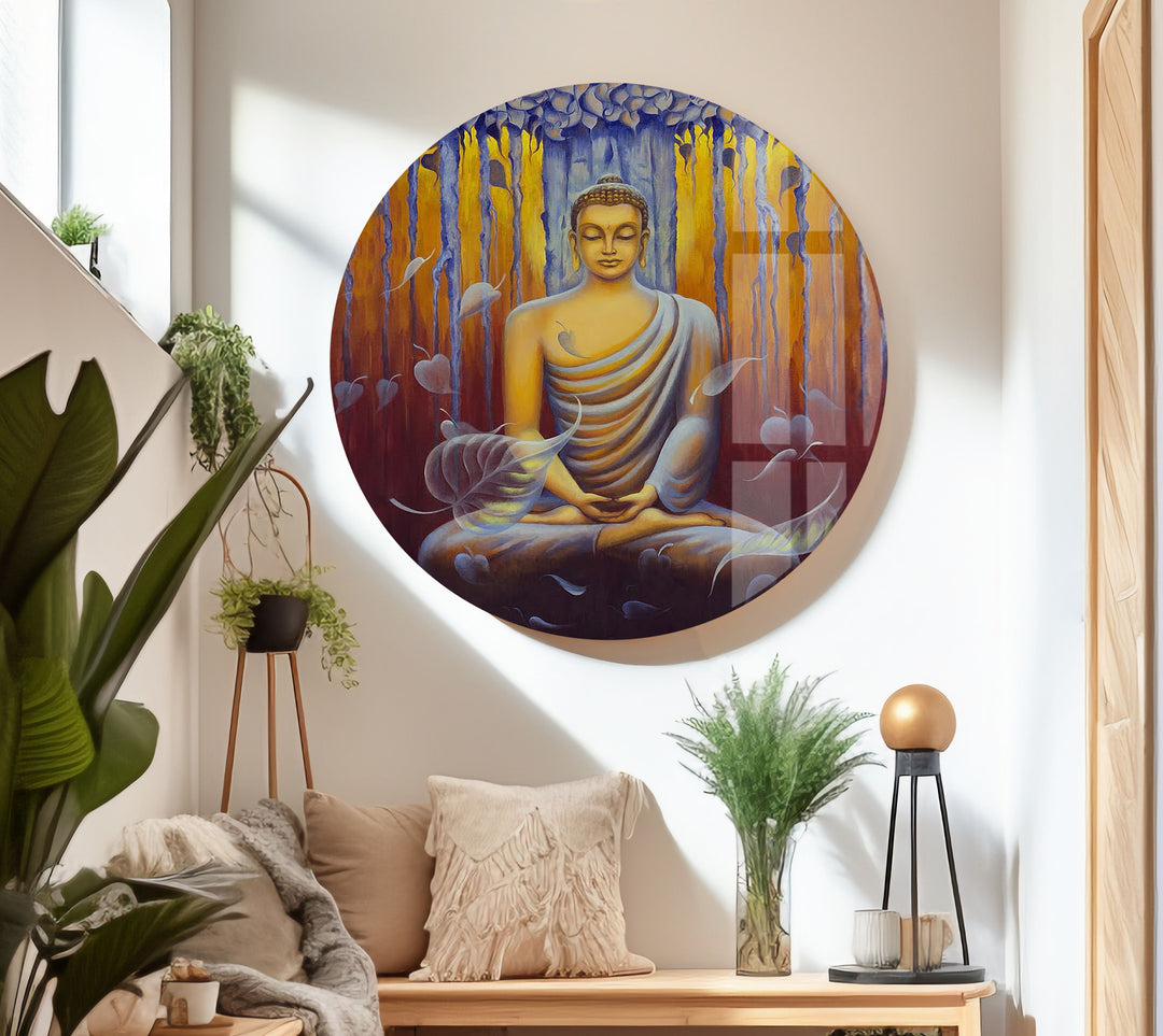 Buddha Painting Glass Wall Art Decor | Glass Art Prints