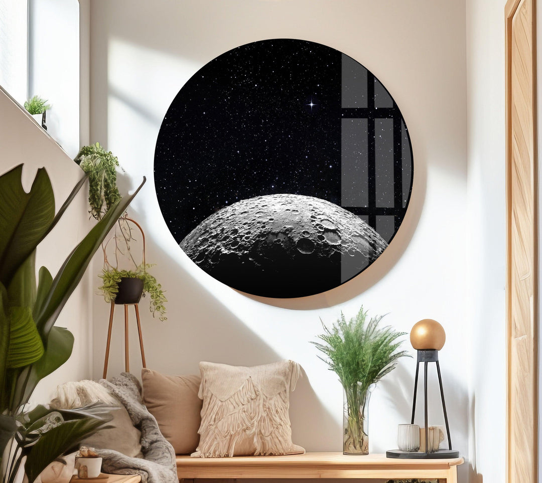 Moon Surface Glass Wall Art, Glass Printing Wall Art, Print photos on glass