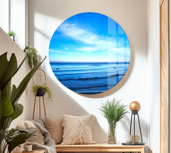 Blue Sea Landscape Glass Wall Art glass photo prints, glass picture prints