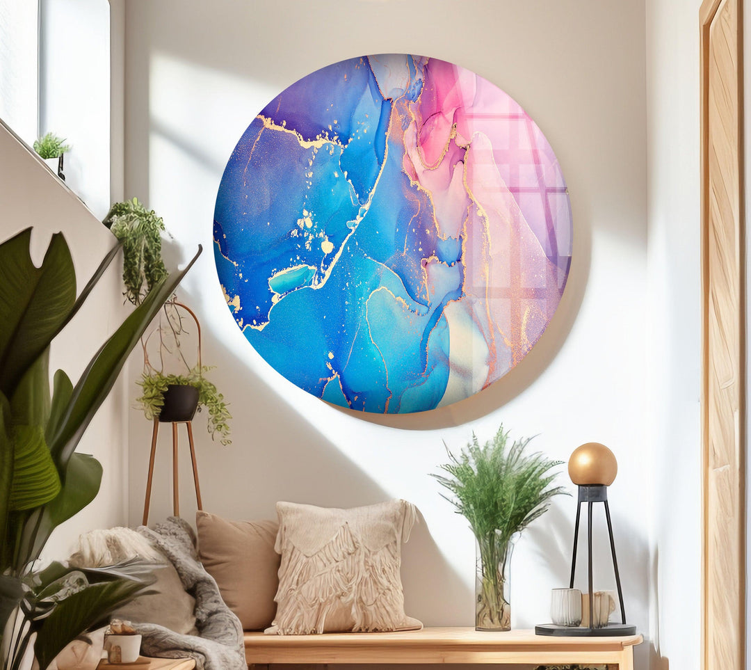 Pink Fluid Art Abstract Glass Wall Art