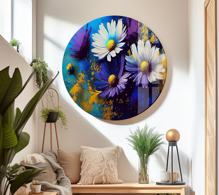 Painting Of Daisies Glass Wall Art, art glass wall art, glass wall art pictures