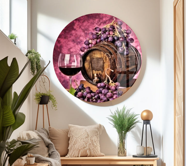 Wine Barrell Glass Wall Art, glass art painting, glass art for the Wall