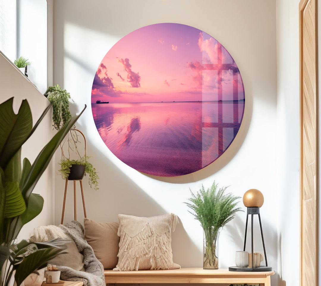 Pink Sky Sea Glass Wall Art glass image printing, glass prints from photos