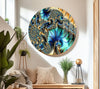 Blue Golden Abstract Tempered Glass Wall Art