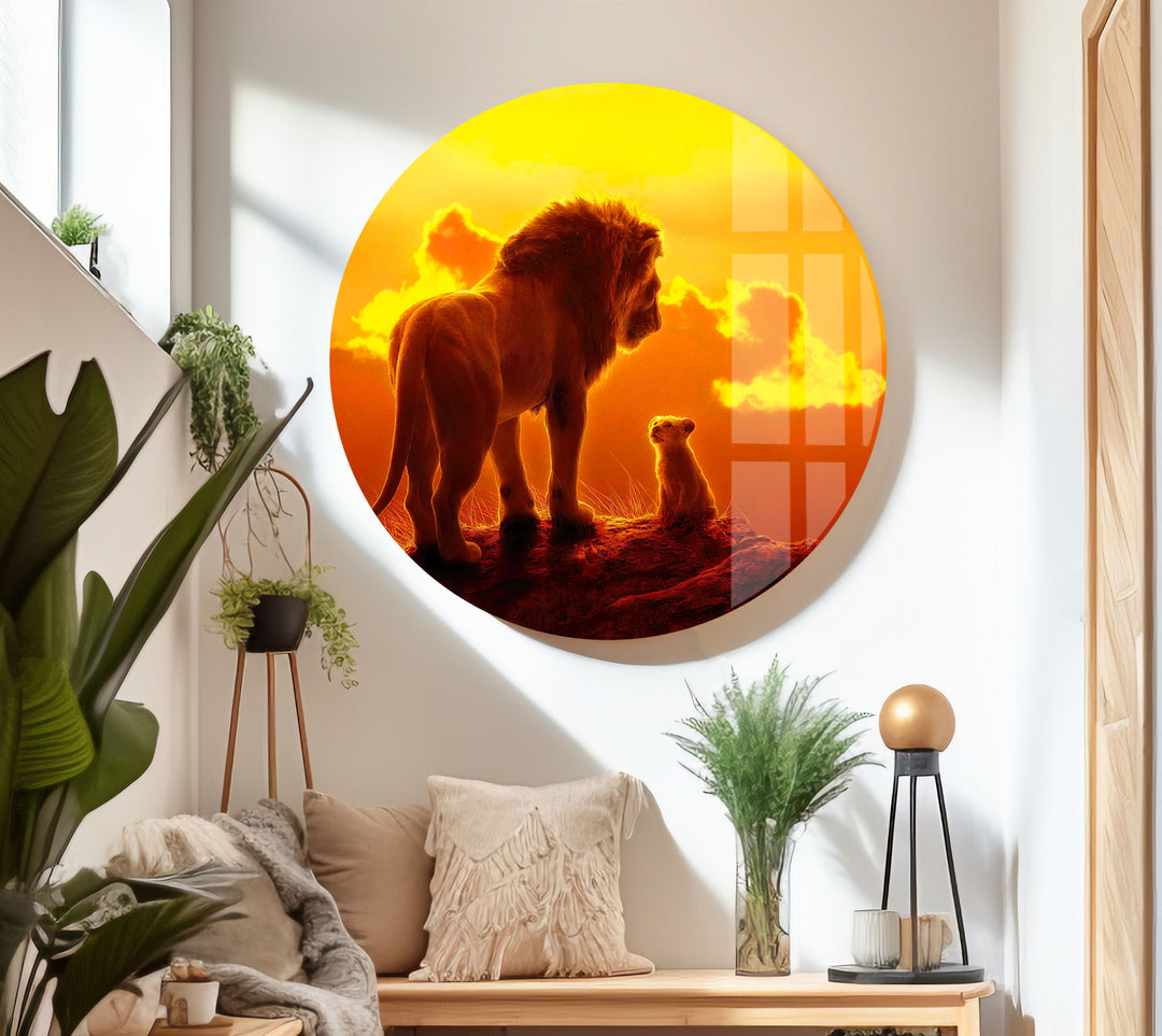 Orange Lion King Glass Wall Art picture on glass wall art, photos printed on glass