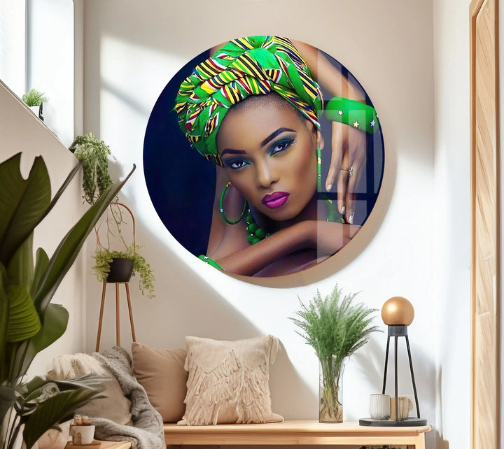 Cool African Woman Glass Wall Art