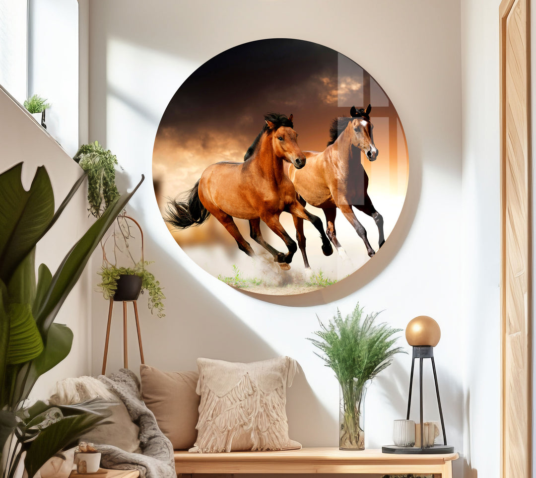 Wild Horses Running Glass Wall Art large glass photo prints, glass wall photos