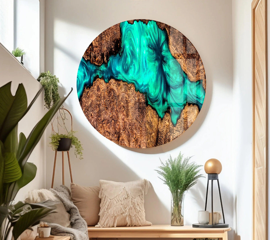 Copper Epoxy Pattern Abstract Glass Wall Art large glass photo prints, glass wall photos
