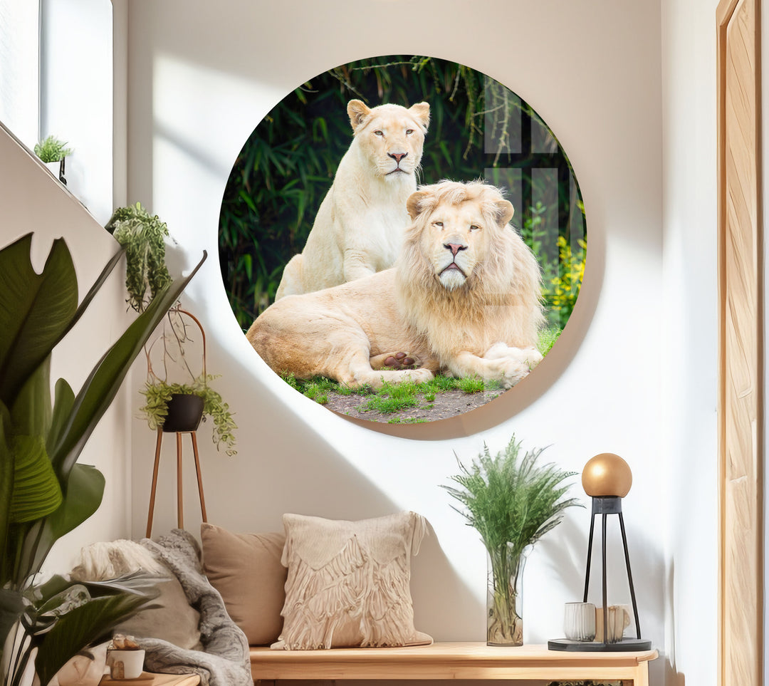 Lion Family Glass Wall Art stained glass wall art, stained glass wall decor